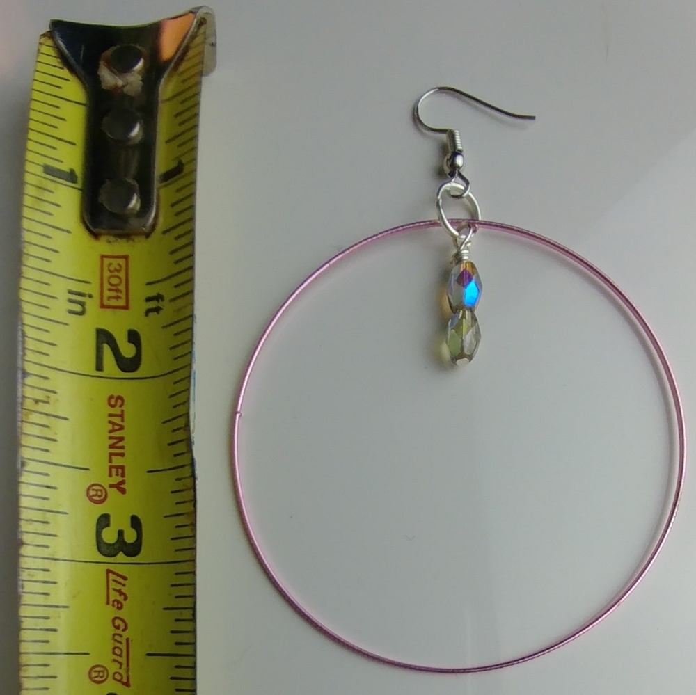 Handcrafted Distressed Pink Hoop Earrings